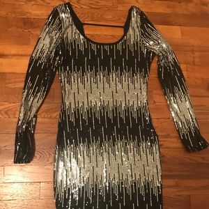 Black and Silver sequin dress